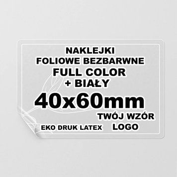 Naklejki Foliowe Bezbarwne - Druk білий - Tw&oacute;j Wz&oacute;r - 40x60mm 2310 ID-AL-65344 фото